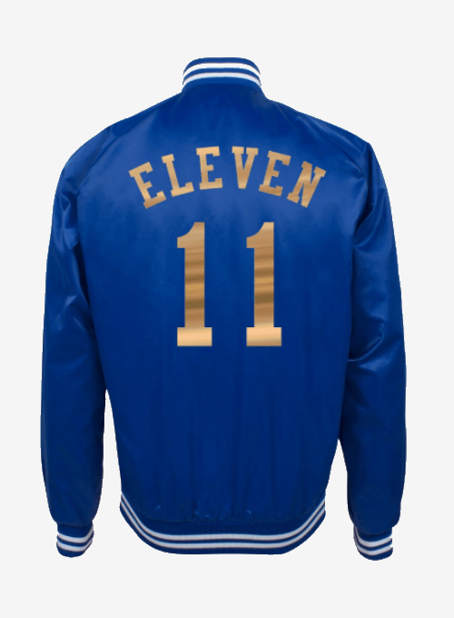Stranger Things Eleven Blue Varsity Jacket Back