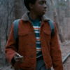 Stranger Things Lucas Red Shearling Collar Jacket Display