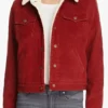 Stranger-Things-Nancy-Wheeler-red-Denim-shearling-collar-jacket-Front