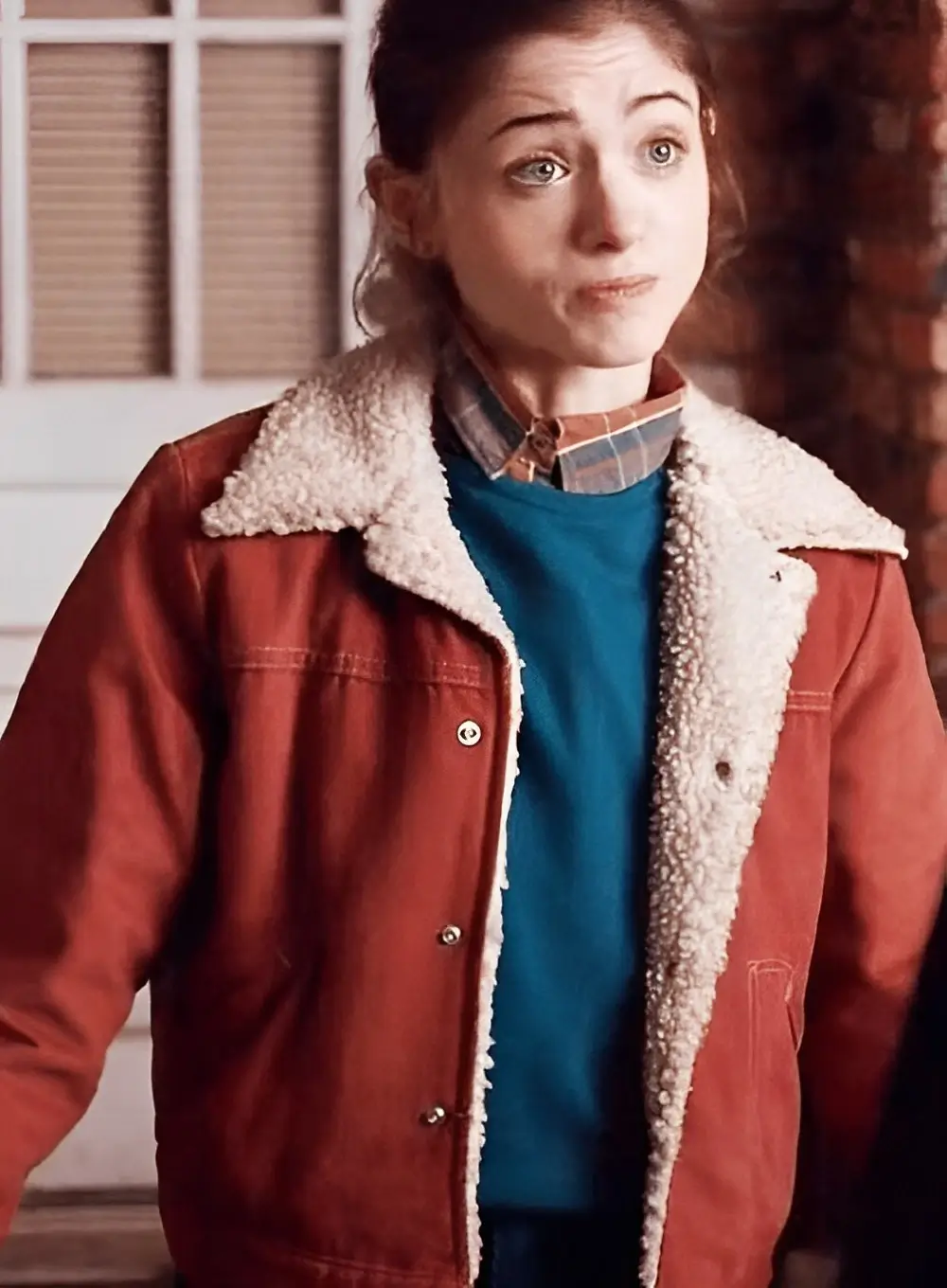 Stranger-Things-Nancy-Wheeler-red-Denim-shearling-collar-jacket