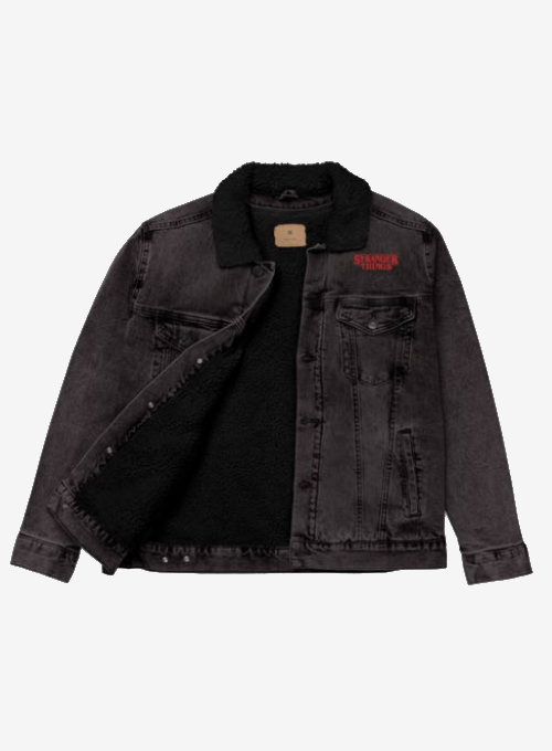 Stranger Things Welcome Unisex Sherpa Jacket Front [Black Denim]