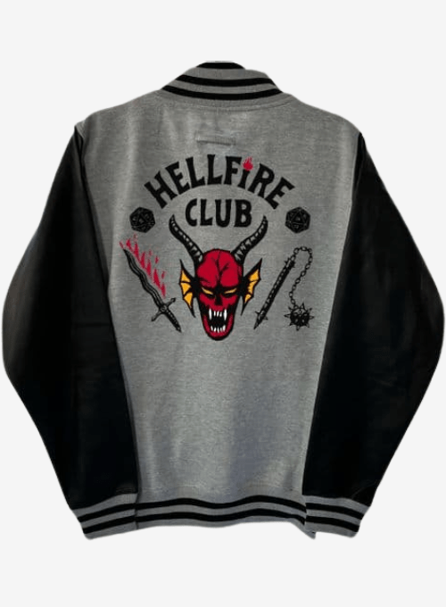 Hellfire Club Black n Gray Varsity Jacket-Stranger-Things-Outfits